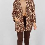 Mango Women Notch Collar Long Sleeves Tropic Print Linen Blazer, Beige Brown XS Photo 2