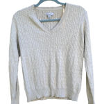 kim rogers  CLASSIC BEIGE CABLE KNIT V-NECK SWEATER Photo 0