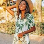 H&M Linen Blend Mini Dress S Lemon Leaf Print Cotton Blogger Fav Summer Vacation Photo 11