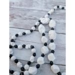 Vintage Necklace Statement Unusual Cream & Black Very Long Can Be Layered Photo 5