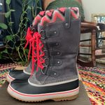 Sorel Women’s Joan of Arctic Knit Gray & Hot Pink Waterproof Snow Rain Boots - 8 Photo 1