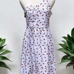 HD in Paris Anthropologie Watermelon Midi Dress Sz 8 White One Shoulder Fruit Photo 0