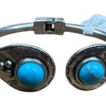 EXPRESS  Silver Tone Hinge Style Bracelet with Turquoise Accents Photo 0