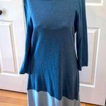 H by Halston Halston blue crewneck 3/4 sleeve asymmetrical tunic style dress Photo 0