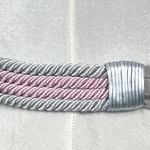 Vintage 80s 90s Knotted Rope Belt With Ribbon Tie Back Pink Gray Photo 2