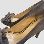 Enzo Angiolini  Gray Suede Ruffle Peep Toe Heels Pumps Stiletto Women’s Size 6M Photo 6