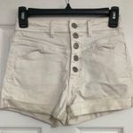 American Eagle  button fly stretch‎ cream cuffed jean shorts women’s size 0 Photo 0