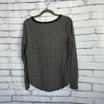 Akemi + Kin  Black Metallic Stripe V-Neck Long Sleeve Top Women’s Large Lurex Photo 8