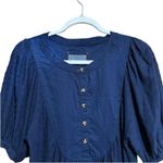 Anthropologie Top Womens Small Blue Seersucker Short Sleeve Cotton Blouse Photo 1