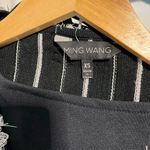 Ming Wang Embroidered striped 3/4 sleeve rayon blend Knit blouse Black White XS Photo 3