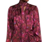 NWT RONNY KOBO Lula Silk Floral Draped Bow Burgundy Mini Dress Sz S Red Photo 2