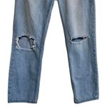 Princess Polly PP Denim Fairmount Straight Leg Jean Light Wash‎ Blue Ripped Knee Jeans 6 Photo 3