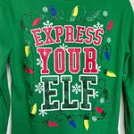 EXPRESS your Elf Holiday Christmas Lightweight Sweater Juniors XS Green Party Photo 1