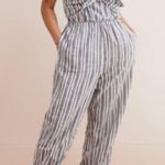 Aerie  Strapless Striped Jumpsuit White Blue Size Small Photo 5