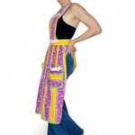 Vintage 60’s Handmade Purple Yellow Floral Stripe Apron Multiple Photo 1