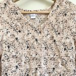 Japna  Pink Cream Peach Smock V-neck Long Sleeves Blouse Small Photo 1