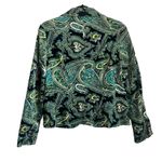 Talbots Paisley Floral Velvet Stretch Blazer Jacket Size 10 Green Blue Teal Photo 2