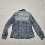 Ymi Y2K Women's acid wash denim button-down shirt pearl snaps blue size large Photo 4