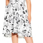 City Chic  Flourish Off‎ the Shoulder Dress Ivory Mod Floral Plus Size 14 Photo 0