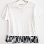 After Market New Gingham Hem Tee Plaid Ruffle Trim Short Sleeve T-Shirt Photo 13