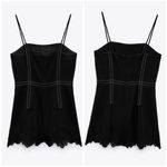 ZARA  topstitched shorts romper in black Photo 4