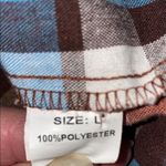 ASVIVID Plaid Tunic button up roll tab long sleeves leopard print accents size L Blue Size L Photo 5