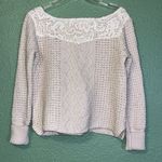 Free People  Cream Cable Knit Wool Blend Sweater Lace Photo 7