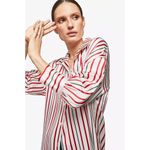 ANINE BING Mia Silk Striped Buttoned Cuffs Blouse Photo 8