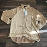 Line and Dot Dolly Long Sleeve Button Up in Gold Photo 0