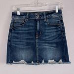 American Eagle  Womens Size 2 Next Level Stretch Blue Jean Distressed Skirt Photo 0
