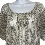 The Limited  Beige Black Sketch Line Semi Sheer Dolman Sleeve Smocked Blouse M Photo 2