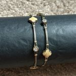 Women’s vintage dainty set‎ of 2 gold tone crystal bangle bracelets one size Silver Photo 0