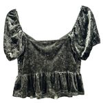 Forever 21 Milkmaid Top M Goblincore Green Velour Peplum Y2K Fairy Romantic Bohemian Photo 1