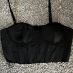 Forever 21 Black Satin Bustier Crop Top Photo 0