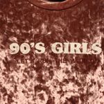 90’s Girls Let’s Run‎ the World crushed velvet tee Pink Size M Photo 2
