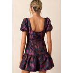 B. Right Navy Blue Pink Metallic Puff Sleeve Mini Party Dress Women's size Small Photo 1