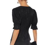 Cinq a Sept Theo 3/4 Black Jacquard Print Wrap Top Size XS Photo 1