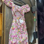 Princess Polly Floral Cutout Mini Dress Pink/Purple/Green/Yellow Photo 4