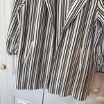 Cato  White And Black Stripe Longline Blazer Size Medium Photo 2
