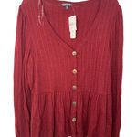 Curvy Sense maroon Ribbed V Photo 0