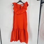 Anthropologie  WHIT TWO Flouncy Bright‎ Orange Ruffled Tiered midi dress Small Photo 2