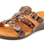 Vionic 381 Park Radia tortoise slip-on wedge sandals 2” size 7 velcro open toe Photo 0