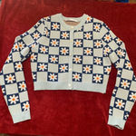 ZARA B07-Women's  Cardigan, Size S, Light Blue and Navy daisies print Photo 5