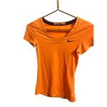 Nike  Pro Dri-FIT V-Neck Short Sleeve T-Shirt Womens XS Orange Sports Activewear Photo 1