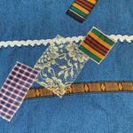 Vintage Denim Dress Button Front Medium Wash Short Sleeve Custom Lace OOAK Blue Size L Photo 6