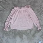 Love More Off Shoulder Ruffle Blouse Women’s Sz Small Lightweight Baby Pink Photo 1