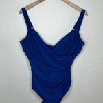 MiracleSuit  Blue Sanibel Faux Wrap One-Piece Slimming Swimsuit Size 18 Photo 1