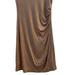 Loft  Women's Ruched Knee Length Dress Beige Cap Sleeve Size S Casual Photo 4