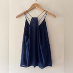 Naked Zebra  Navy Blue Lattice Textured Strappy Racerback Tank Top Photo 2