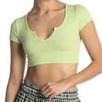 Topshop  Notch Neck Ribbed Knit Cropped T-Shirt, Size 2​​​​​​​​​​ Photo 0